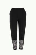 Black Elastic and  lace  cotton  pants 41300