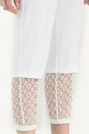 White Elastic and  lace  cotton  pants 41300