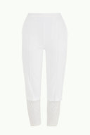 White Elastic and  lace  cotton  pants 41300