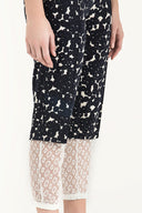 Navy Blue Elastic and  lace  cotton  pants 41300