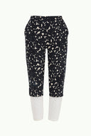Navy Blue Elastic and  lace  cotton  pants 41300
