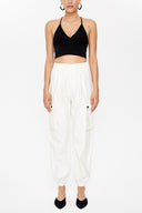 Beige Cargo pocket  linen pants 41301