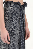 Navy Blue High waist  wide cut pants 41302