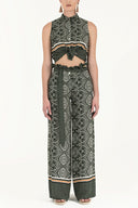 Emerald High waist  wide cut pants 41302