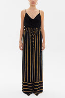 Black High waist  striped  wide cut pants 41303