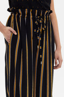 Black High waist  striped  wide cut pants 41303