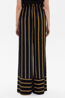 Black High waist  striped  wide cut pants 41303
