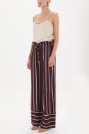 Burgundy High waist  striped  wide cut pants 41303