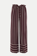 Burgundy High waist  striped  wide cut pants 41303