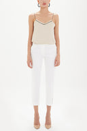 White Low- cut  and straight cut pants 41304