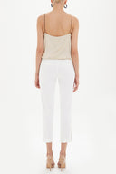 White Low- cut  and straight cut pants 41304
