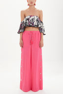 Pink Tape Button Side Wide Leg pants  41309