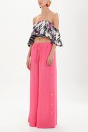 Pink Tape Button Side Wide Leg pants  41309