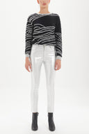 Silver Shiny fabric Slim fit  pocket pants 41310