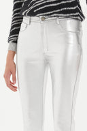Silver Shiny fabric Slim fit  pocket pants 41310