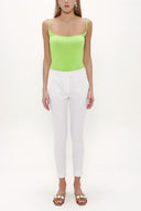 White Elastic waist Slim fit pants 41311