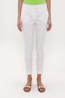White Elastic waist Slim fit pants 41311