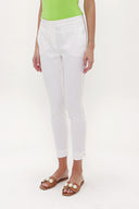 White Elastic waist Slim fit pants 41311
