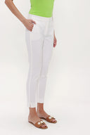White Elastic waist Slim fit pants 41311