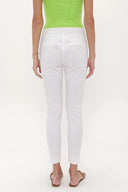 White Elastic waist Slim fit pants 41311