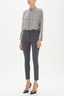 Navy Blue Elastic waist Slim fit pants 41311