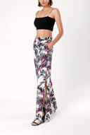Patterned Wide cut pants with slits 41312