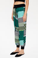 Green Ribanded detail  shabby chic pants 41320