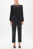 Black Elastic Waist pants 41325