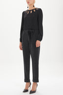 Black Elastic Waist pants 41325