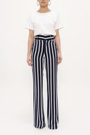 Navy Blue High waist  flare legs pants 41330