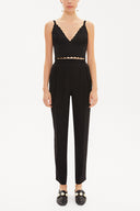 Black Elastic wide cut pants 41341