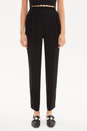 Black Elastic wide cut pants 41341