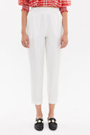 White Elastic wide cut pants 41341