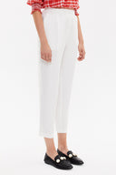 White Elastic wide cut pants 41341