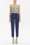 Blue Elastic wide cut pants 41341