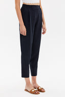 Navy Blue Elastic wide cut pants 41341