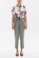 Khaki Elastic wide cut pants 41341