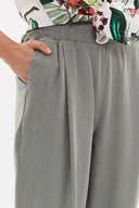 Khaki Elastic wide cut pants 41341