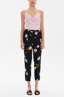 Black Pink Elastic wide cut pants 41341