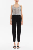 Black Painted Elastic wide cut pants 41341