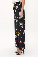 Black Elastic waist wide cut pants 41344