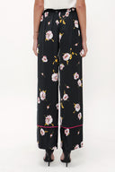 Black Elastic waist wide cut pants 41344