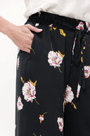 Black Elastic waist wide cut pants 41344