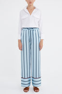 Blue Elastic waist wide cut pants 41344