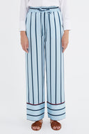 Blue Elastic waist wide cut pants 41344
