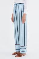 Blue Elastic waist wide cut pants 41344
