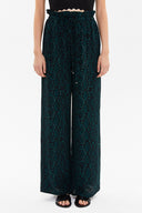 Patterned Elastic waist wide leg pants 41345