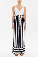 Navy Blue Elastic waist wide leg pants 41346