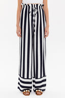 Navy Blue Elastic waist wide leg pants 41346