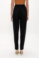 Black Elastic wide cut pants 41348